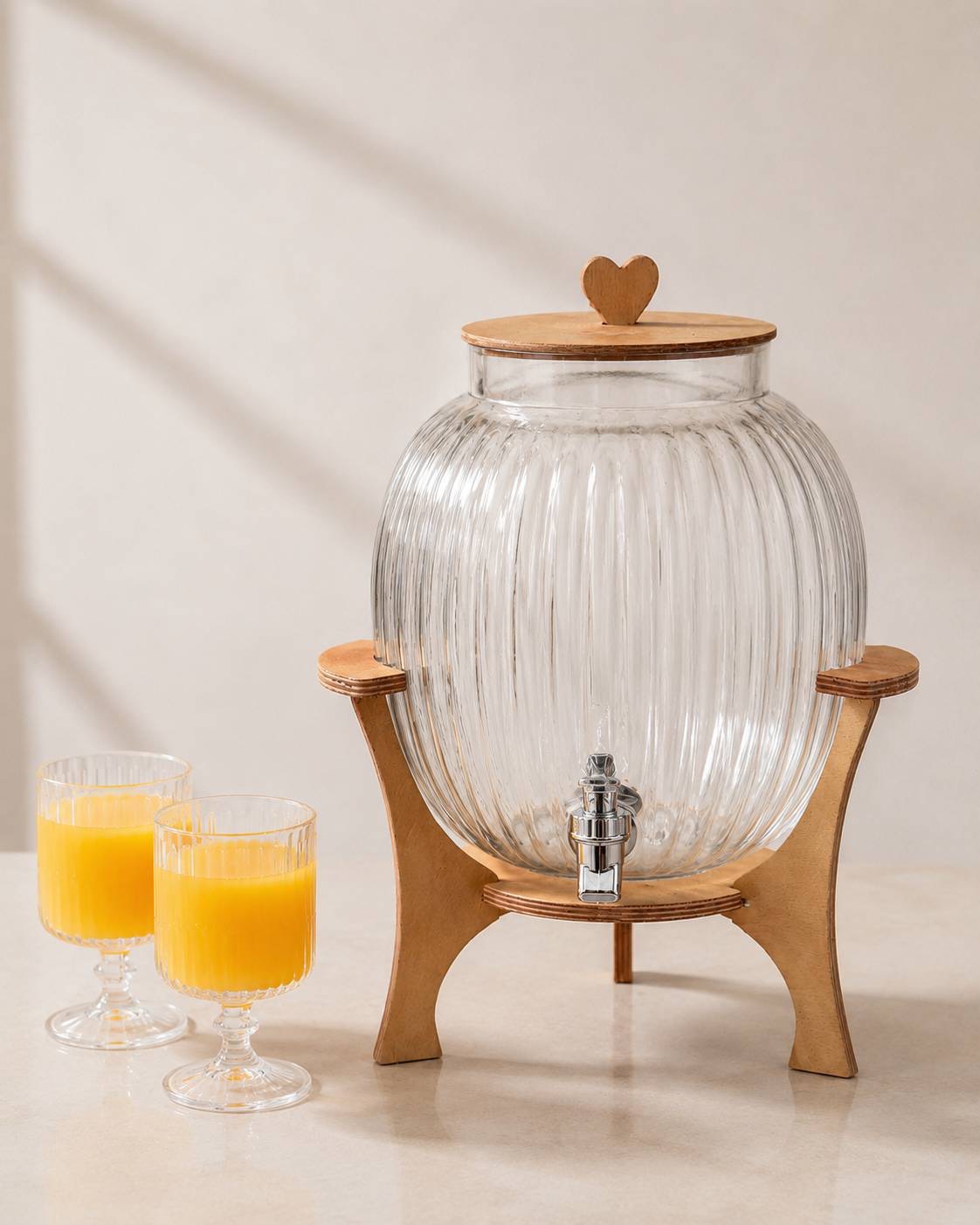 کلمن شیشه ای پایه چوب مدل آنا